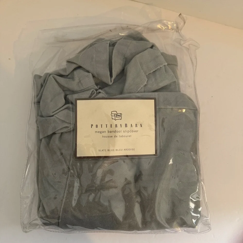 Pottery Barn Megan Barstool Slipcover Slate Blue 100% Cotton New open package